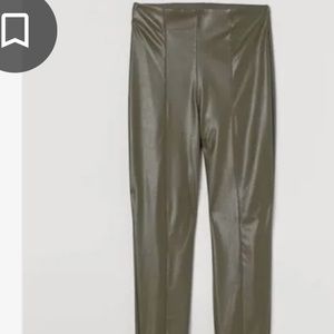 Olive green leather legging